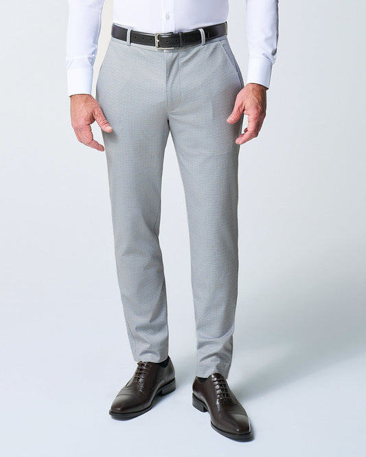 State & Liberty - Athletic Fit Stretch Suit Pants - Grey Houndstooth Microcheck