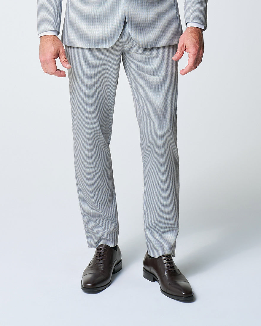 State & Liberty - Athletic Fit Stretch Suit Pants - Grey Houndstooth Microcheck