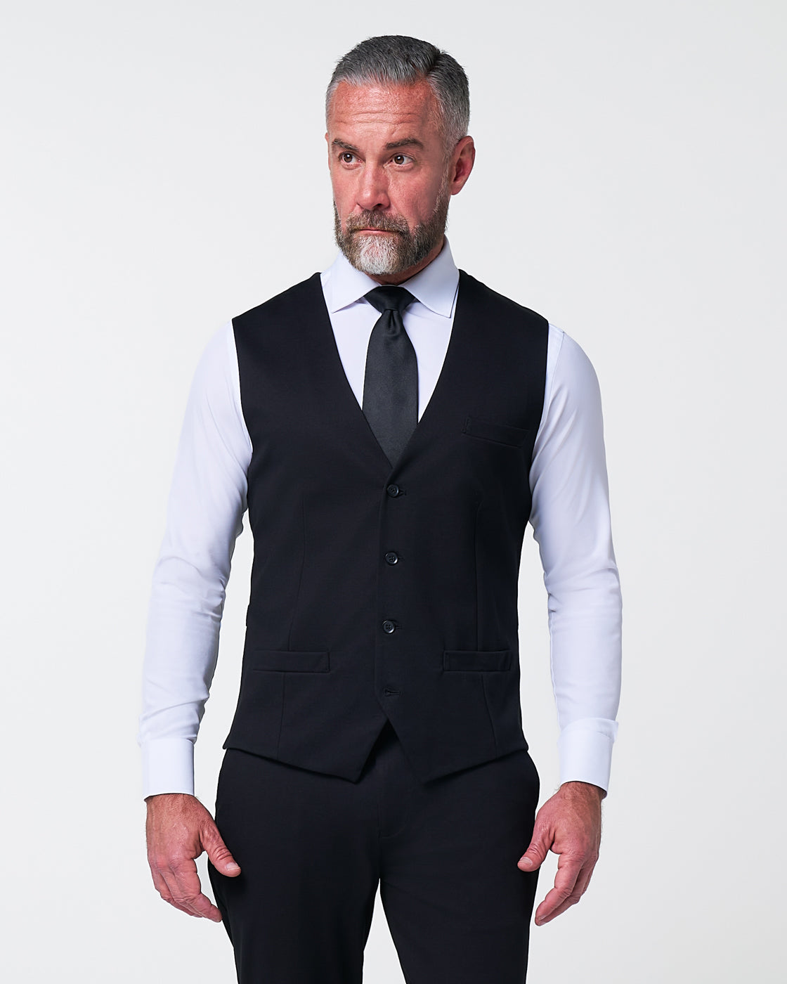 State & Liberty - Athletic Fit Stretch Suit Vest - Black