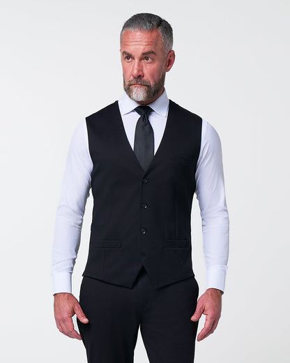 State & Liberty - Athletic Fit Stretch Suit Vest - Black