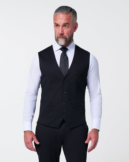 State & Liberty - Athletic Fit Stretch Suit Vest - Black
