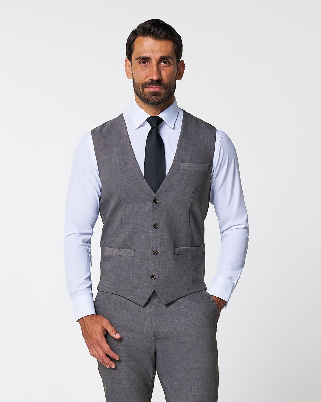 State & Liberty - Athletic Fit Stretch Suit Vest - Heathered Grey
