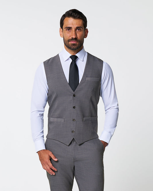 State & Liberty - Athletic Fit Stretch Suit Vest - Heathered Grey