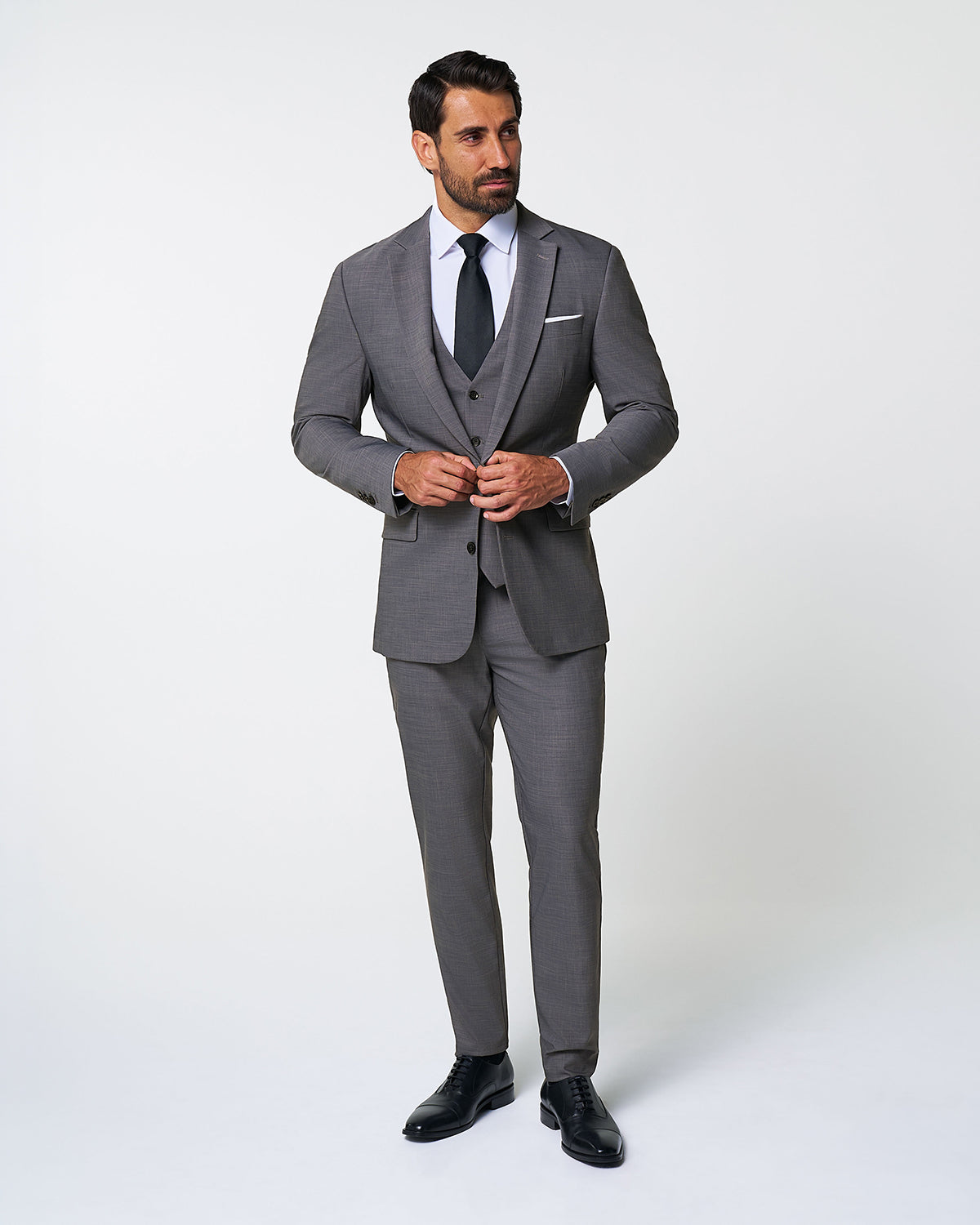 State & Liberty - Athletic Fit Stretch Suit Vest - Heathered Grey