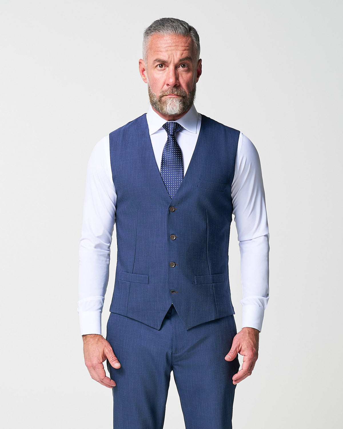 State & Liberty - Athletic Fit Stretch Suit Vest - Heathered Navy