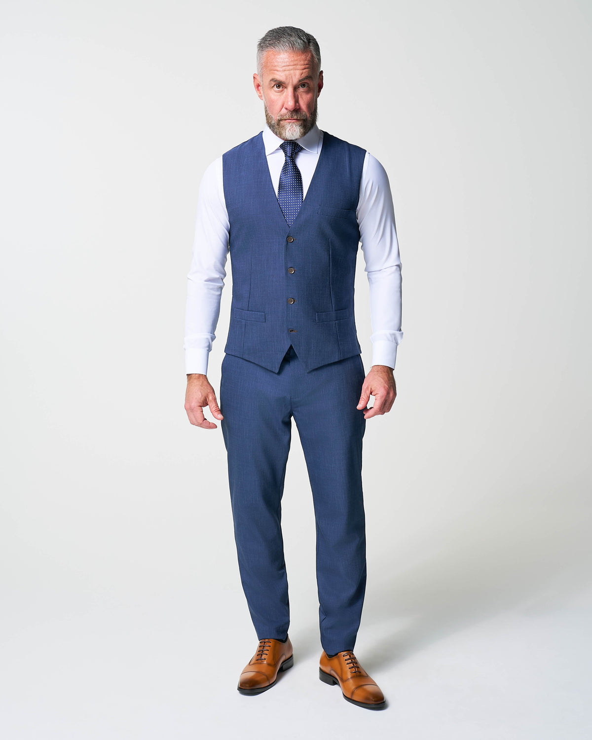 State & Liberty - Athletic Fit Stretch Suit Vest - Heathered Navy