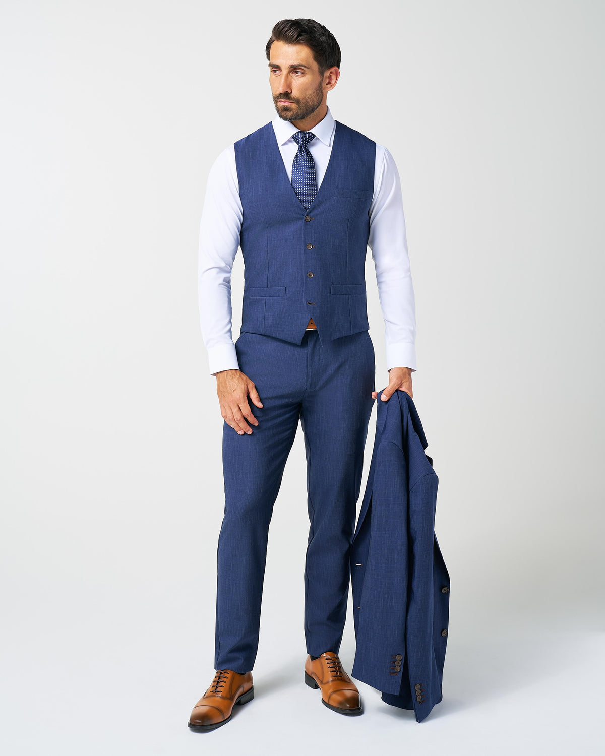 State & Liberty - Athletic Fit Stretch Suit Vest - Heathered Navy