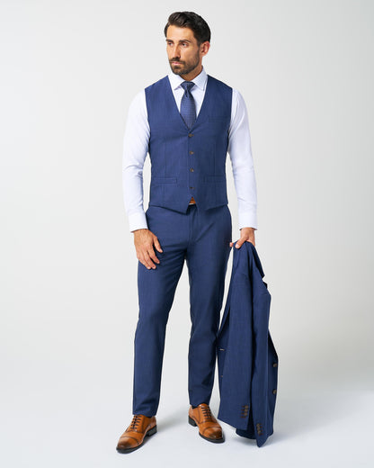 State & Liberty - Athletic Fit Stretch Suit Vest - Heathered Navy