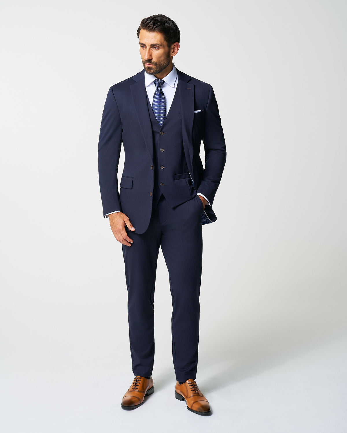 State & Liberty - Athletic Fit Stretch Suit Vest - Navy