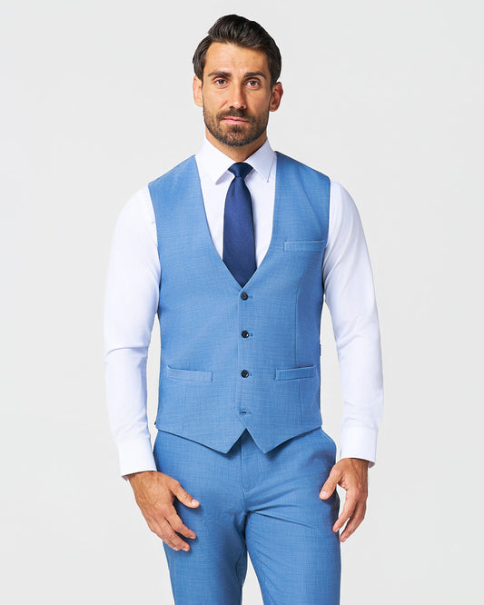 State & Liberty - Athletic Fit Stretch Suit Vest - Heathered Light Blue