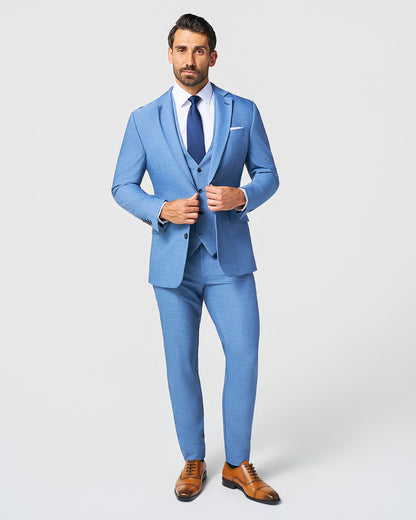 State & Liberty - Athletic Fit Stretch Suit Vest - Heathered Light Blue