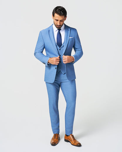 State & Liberty - Athletic Fit Stretch Suit Vest - Heathered Light Blue