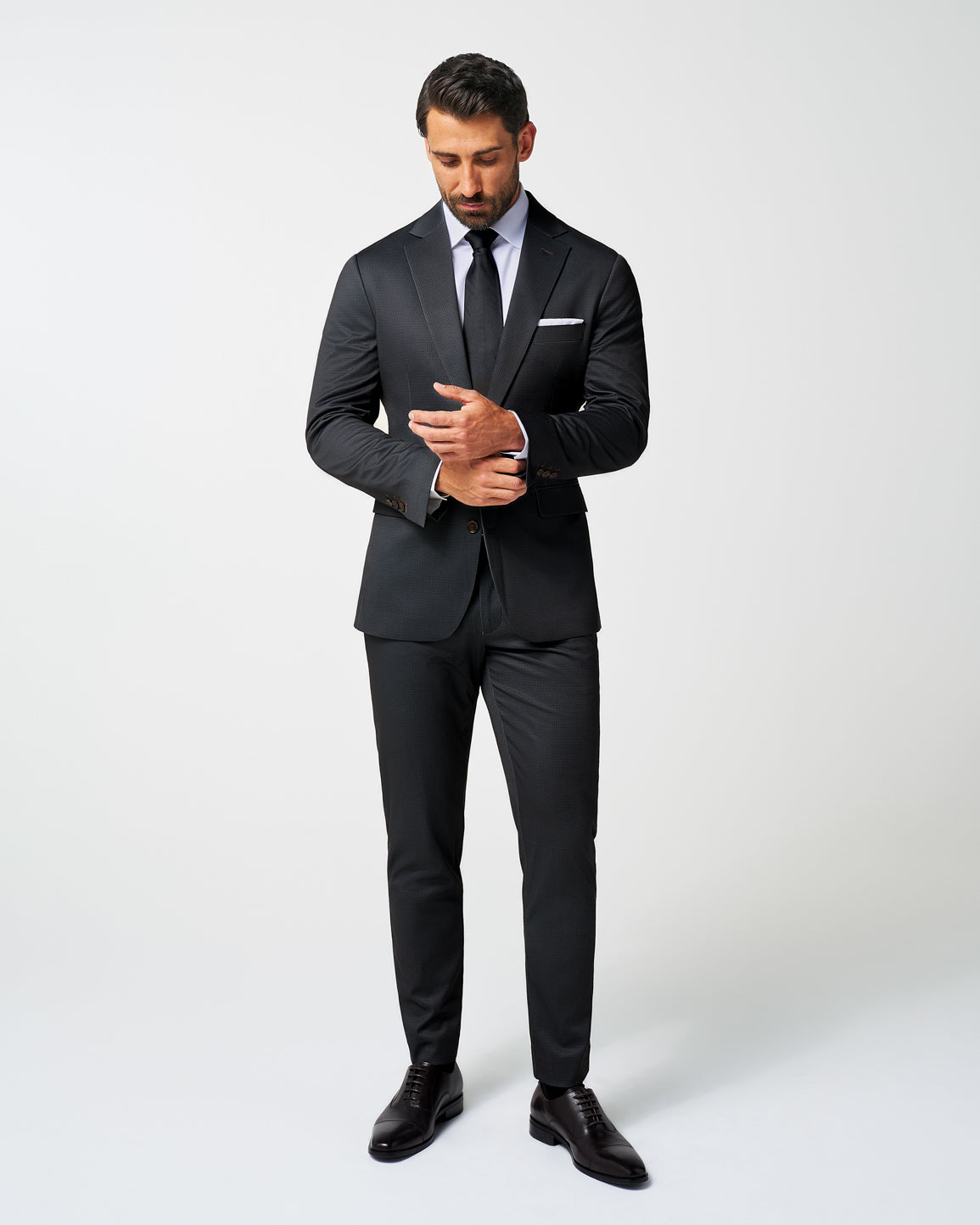 State & Liberty - Athletic Fit Stretch Blazer - Charcoal Microcheck