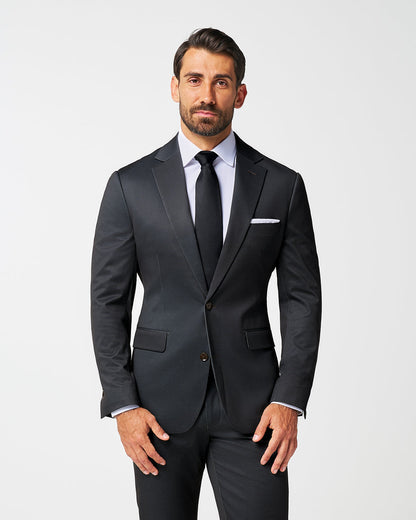 State & Liberty - Athletic Fit Stretch Blazer - Charcoal Microcheck