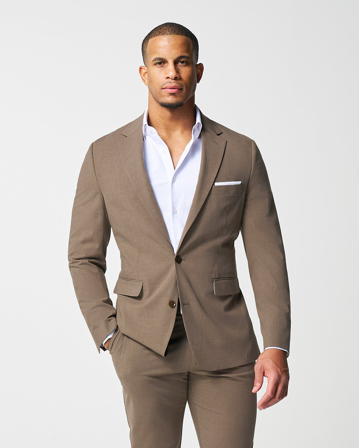State & Liberty - Athletic Fit Stretch Blazer - Lightweight Heathered Latte