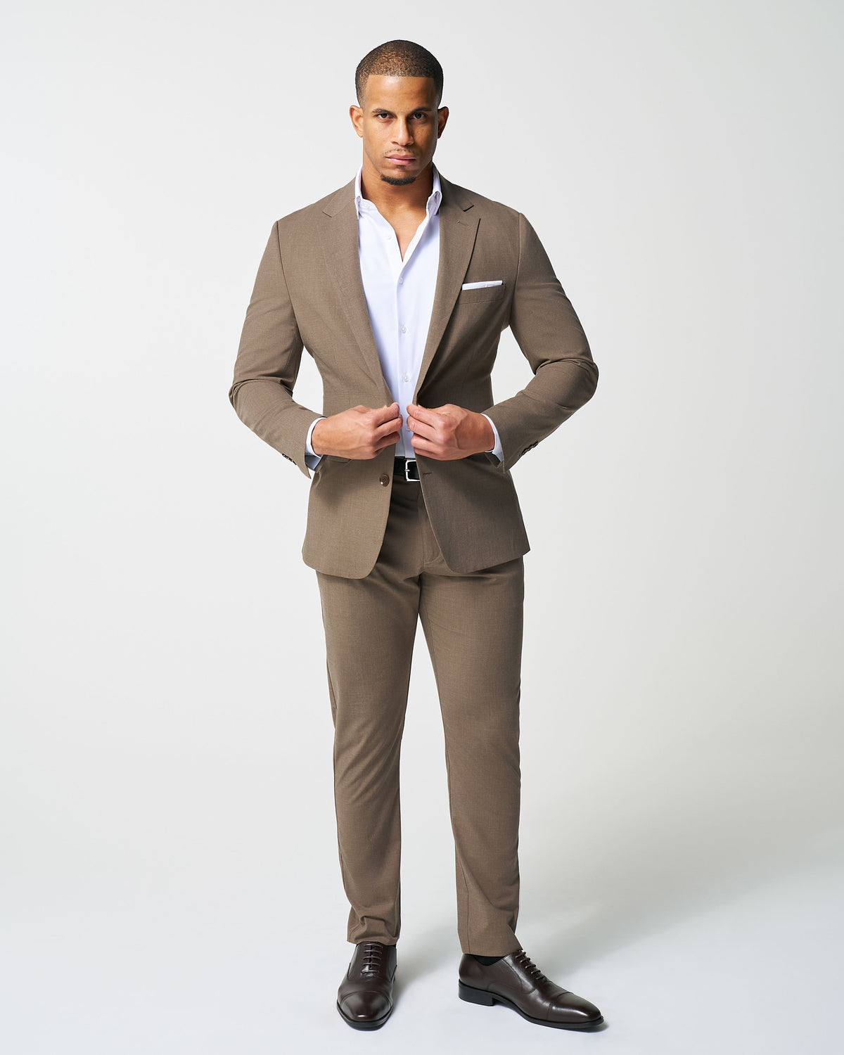 State & Liberty - Athletic Fit Stretch Blazer - Lightweight Heathered Latte