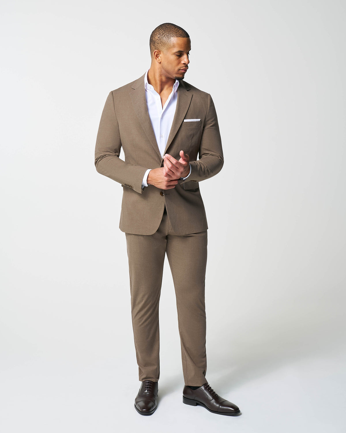 State & Liberty - Athletic Fit Stretch Blazer - Lightweight Heathered Latte