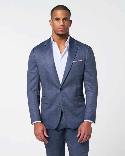 State & Liberty - Athletic Fit Stretch Blazer - Storm Blue & Navy Plaid