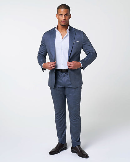 State & Liberty - Athletic Fit Stretch Blazer - Storm Blue & Navy Plaid