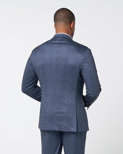 State & Liberty - Athletic Fit Stretch Blazer - Storm Blue & Navy Plaid