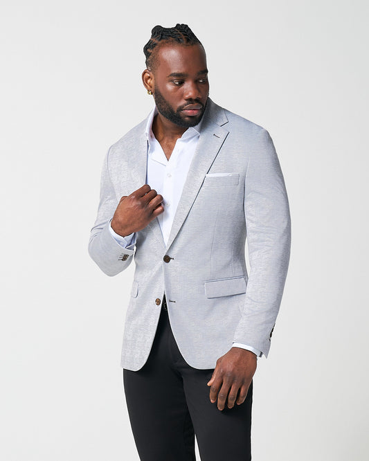 State & Liberty - Athletic Fit Stretch Blazer - Light Grey Plaid