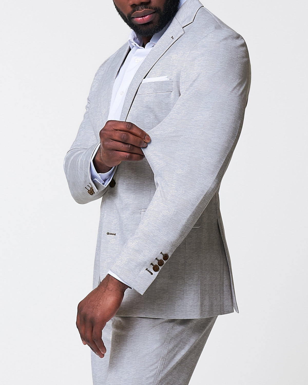 State & Liberty - Athletic Fit Stretch Blazer - Light Grey Plaid