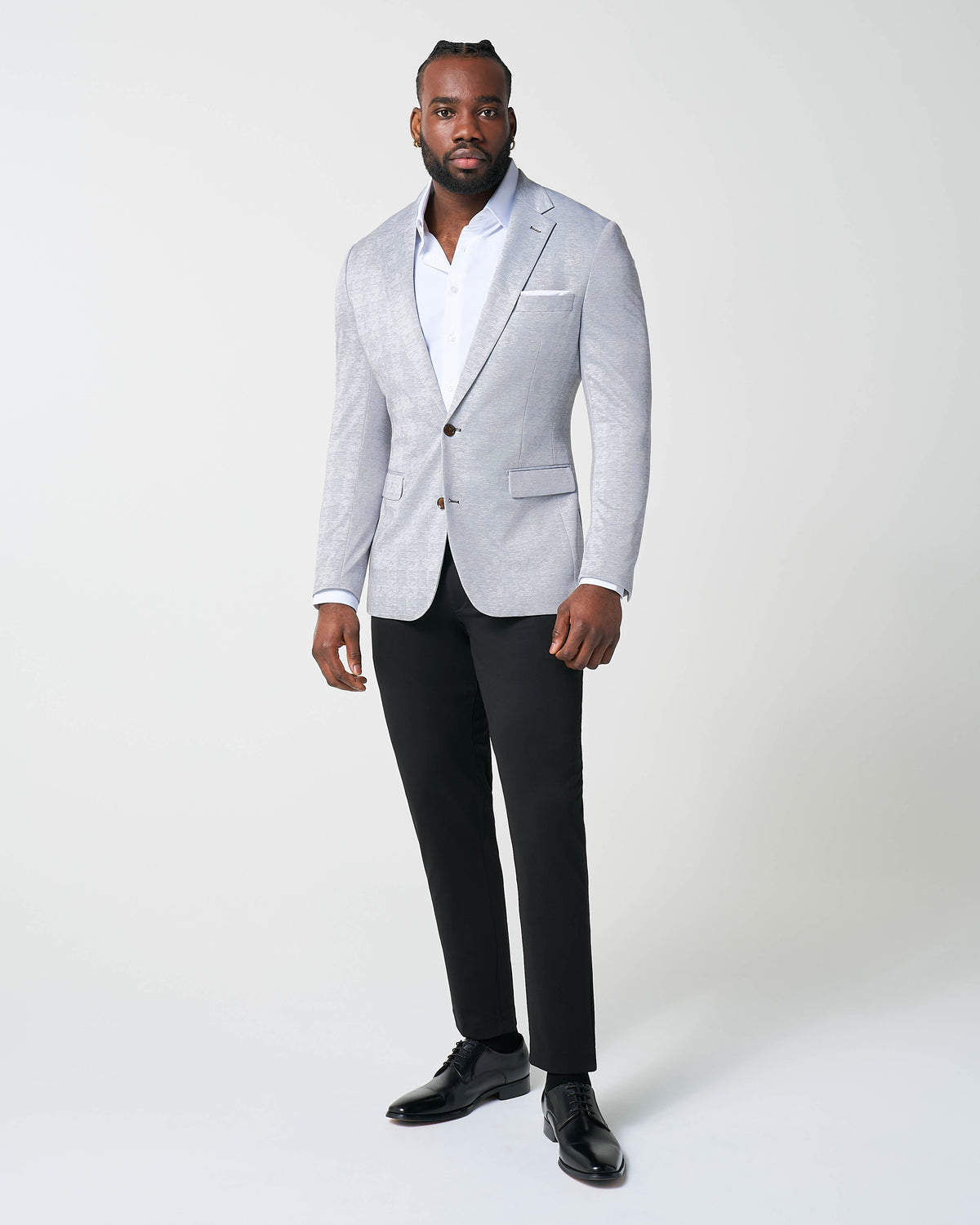 State & Liberty - Athletic Fit Stretch Blazer - Light Grey Plaid