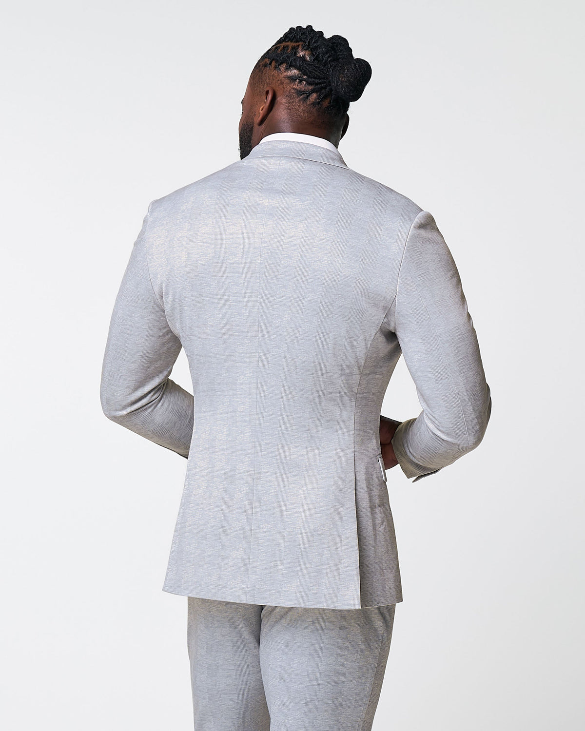 State & Liberty - Athletic Fit Stretch Blazer - Light Grey Plaid
