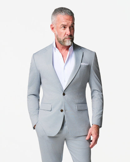 State & Liberty - Athletic Fit Stretch Blazer - Grey Houndstooth Microcheck