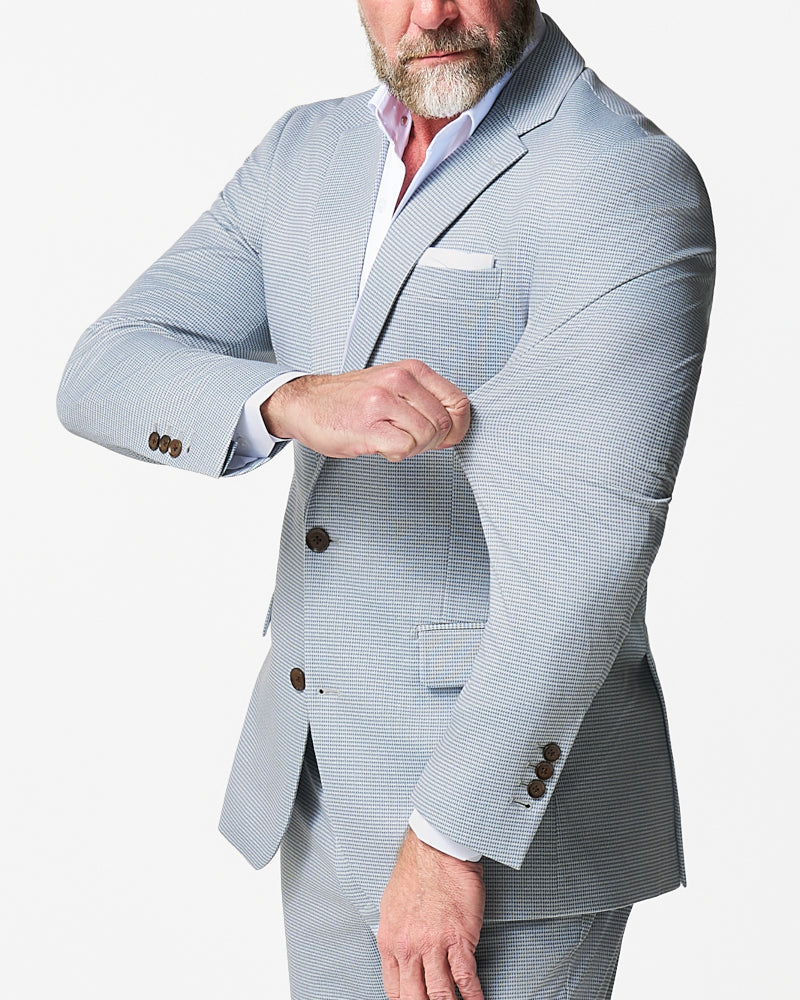 State & Liberty - Athletic Fit Stretch Blazer - Grey Houndstooth Microcheck