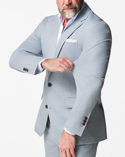 State & Liberty - Athletic Fit Stretch Blazer - Grey Houndstooth Microcheck