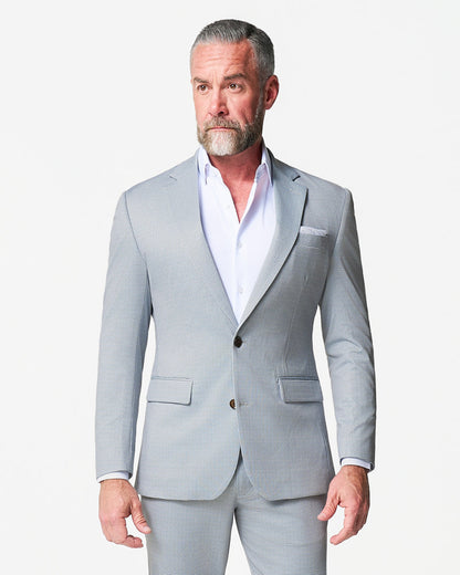 State & Liberty - Athletic Fit Stretch Blazer - Grey Houndstooth Microcheck