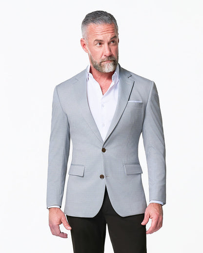 State & Liberty - Athletic Fit Stretch Blazer - Grey Houndstooth Microcheck