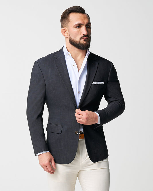 State & Liberty - Athletic Fit Stretch Blazer - Heathered Midnight Navy