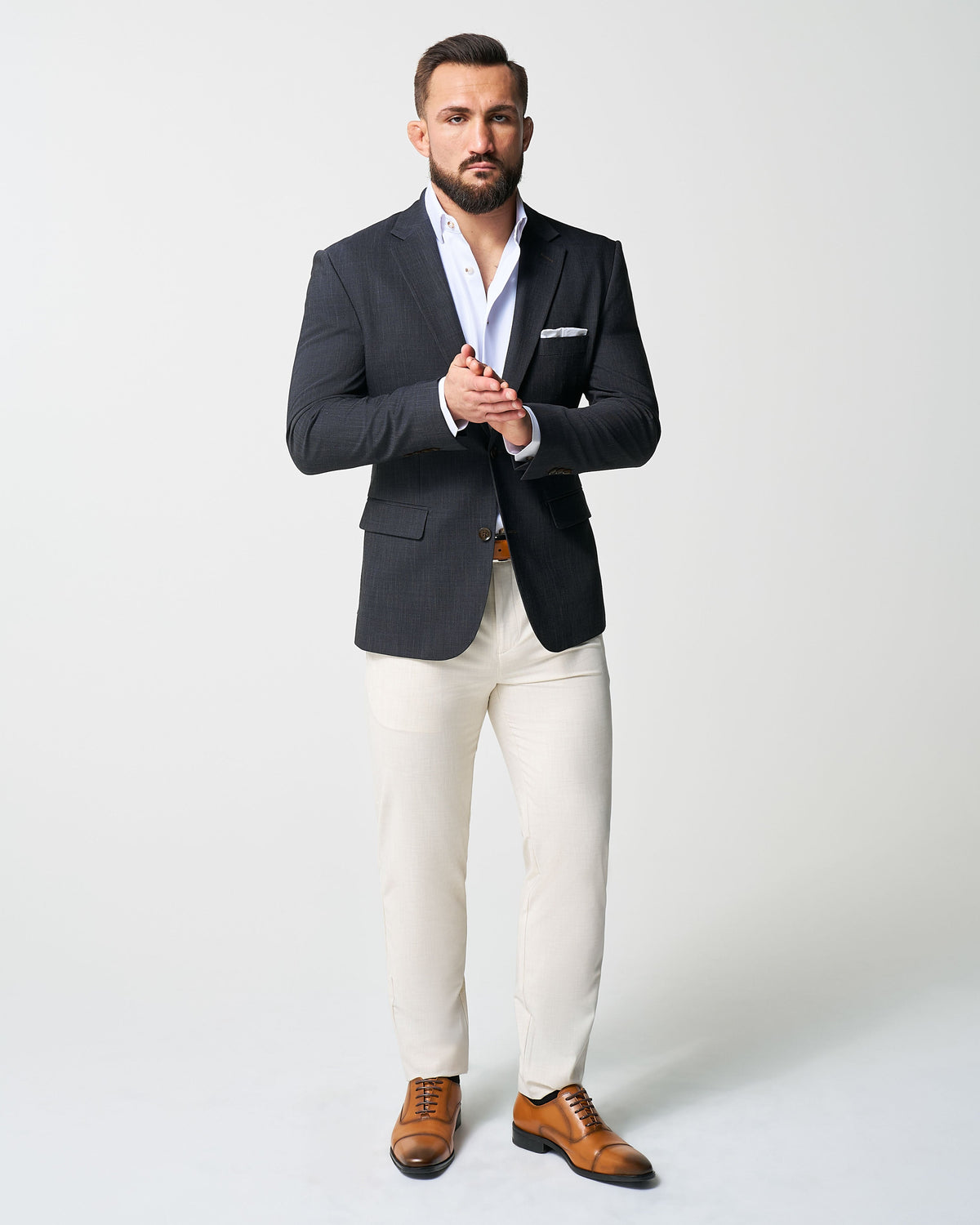 State & Liberty - Athletic Fit Stretch Blazer - Heathered Midnight Navy