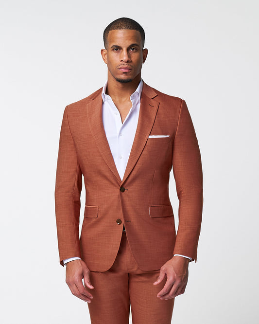 State & Liberty - Athletic Fit Stretch Blazer - Heathered Burnt Orange