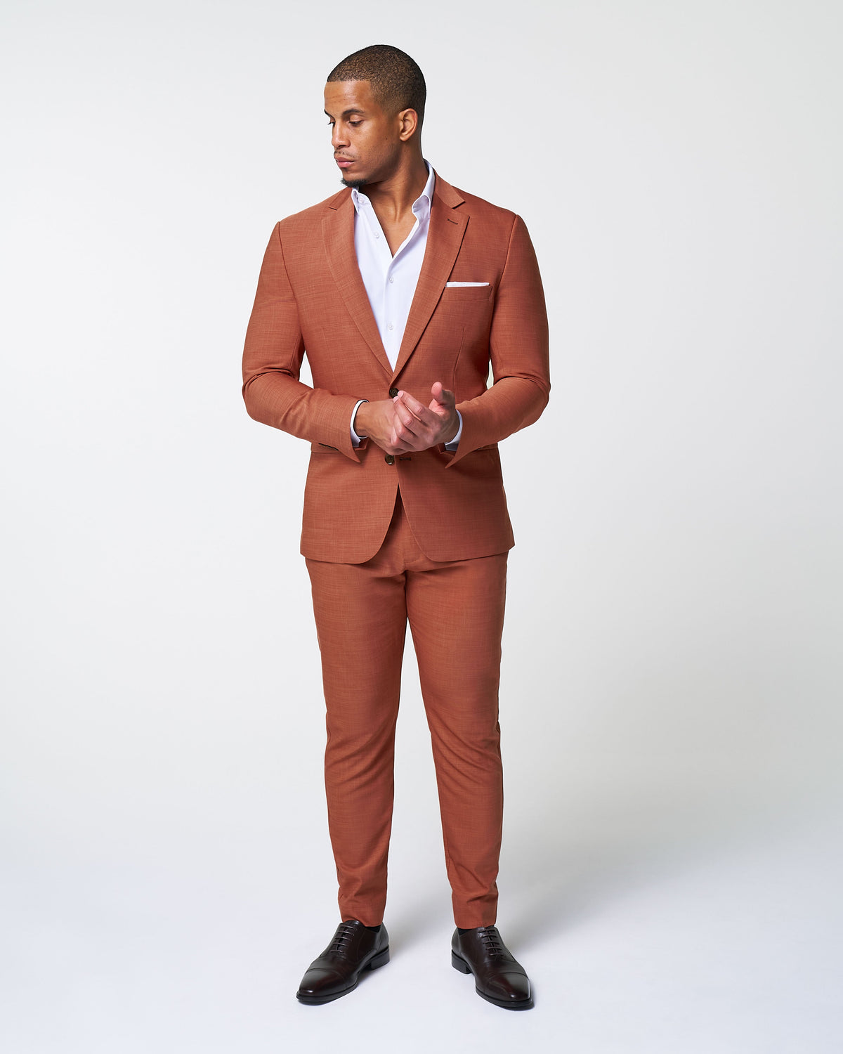 State & Liberty - Athletic Fit Stretch Blazer - Heathered Burnt Orange