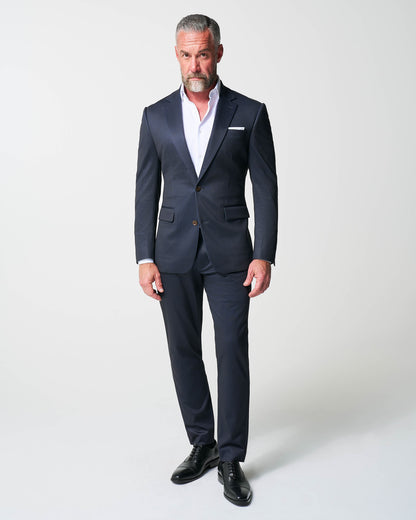 State & Liberty - Athletic Fit Stretch Blazer - Knit Blue Chalk Stripe