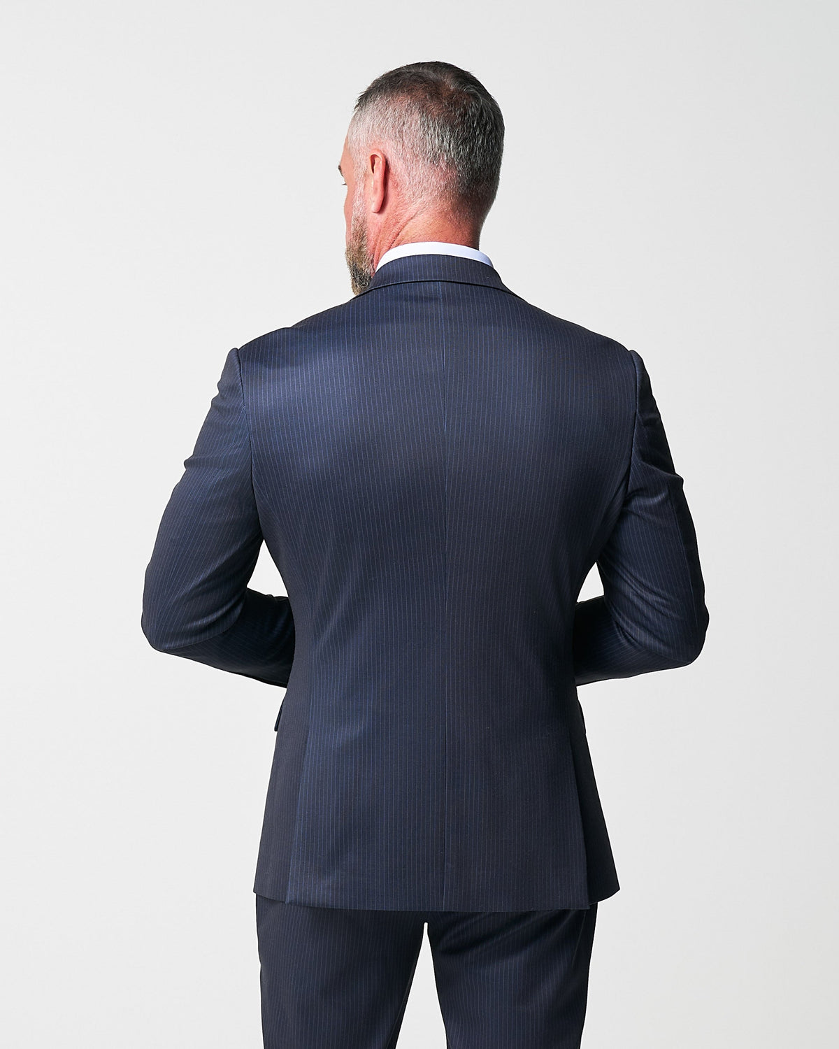 State & Liberty - Athletic Fit Stretch Blazer - Knit Blue Chalk Stripe