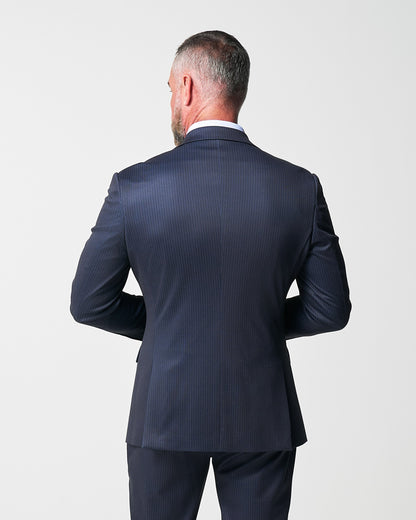 State & Liberty - Athletic Fit Stretch Blazer - Knit Blue Chalk Stripe