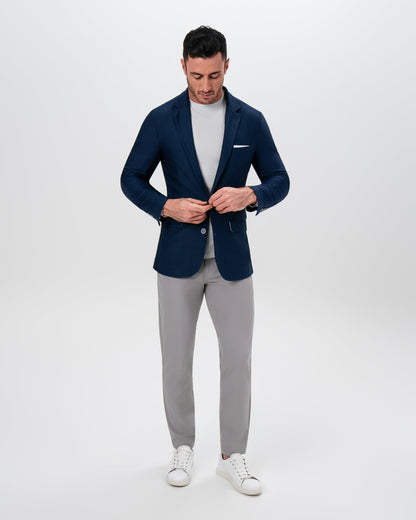 State & Liberty - Athletic Fit Stretch Blazer - Navy Seersucker