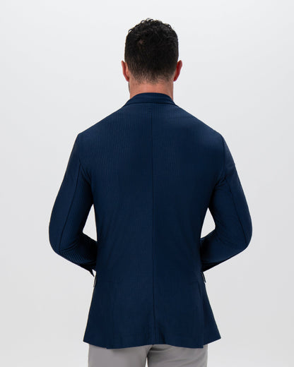 State & Liberty - Athletic Fit Stretch Blazer - Navy Seersucker