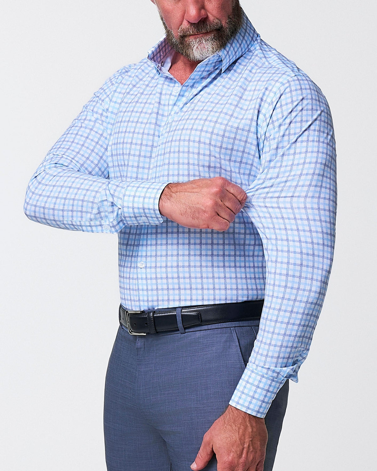 State & Liberty - "The Sidney" Light Blue, White & Navy Faded Check