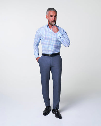 State & Liberty - "The Sidney" Light Blue, White & Navy Faded Check