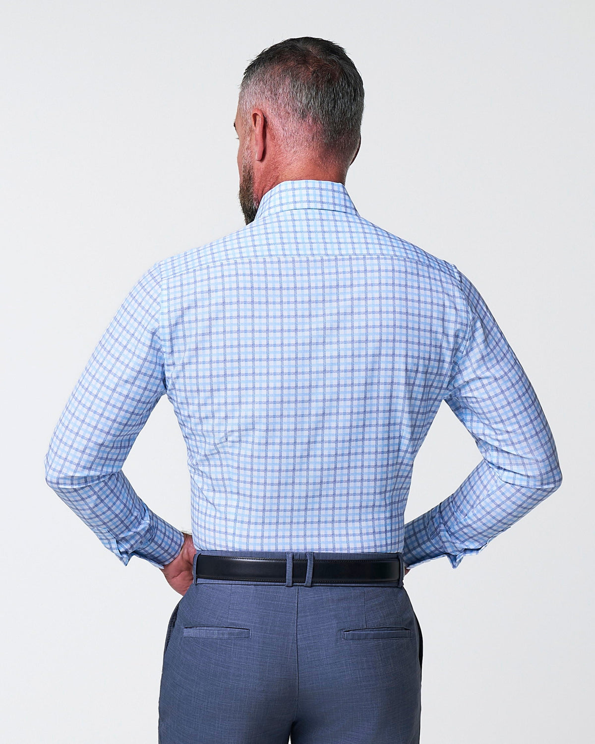 State & Liberty - "The Sidney" Light Blue, White & Navy Faded Check