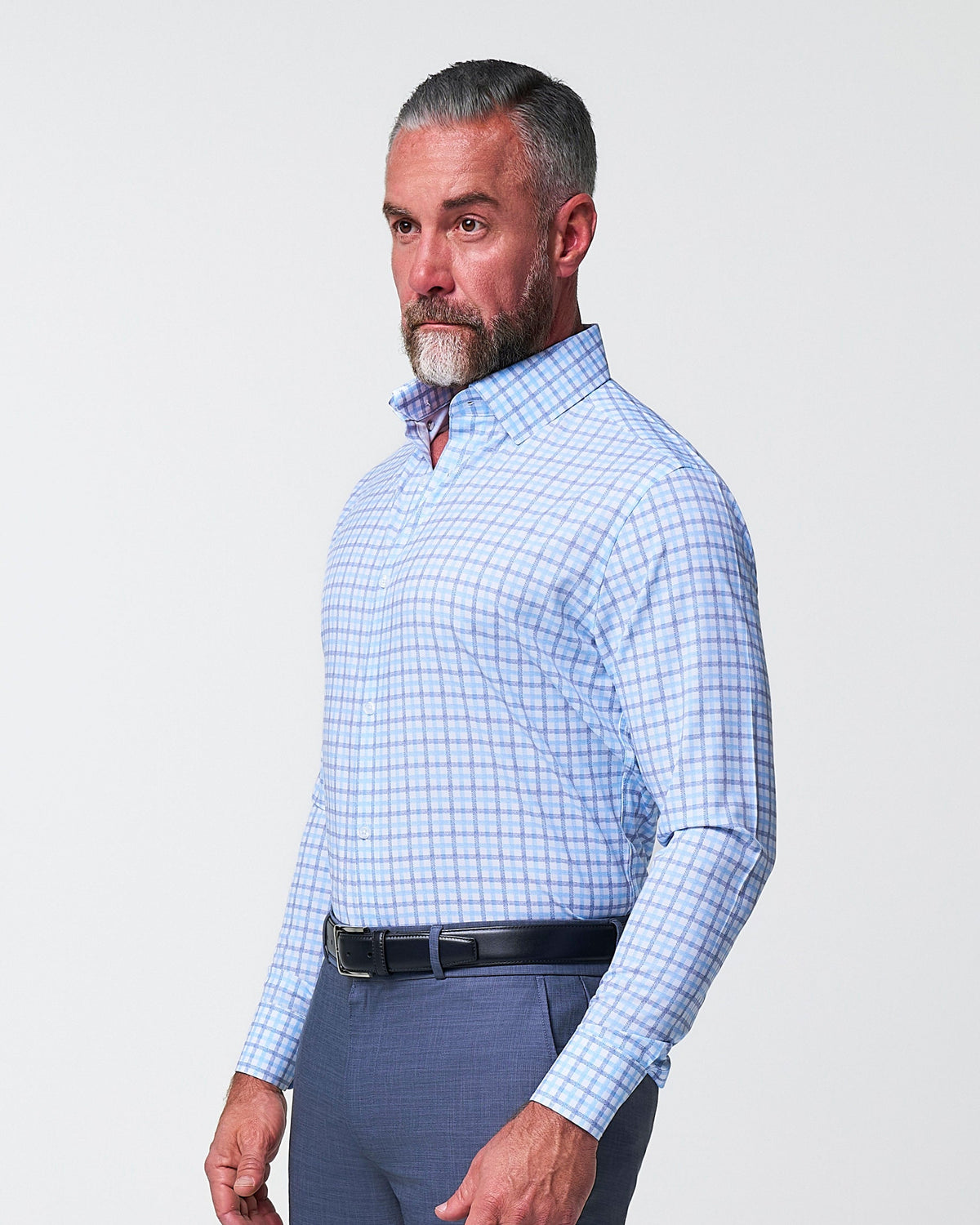 State & Liberty - "The Sidney" Light Blue, White & Navy Faded Check