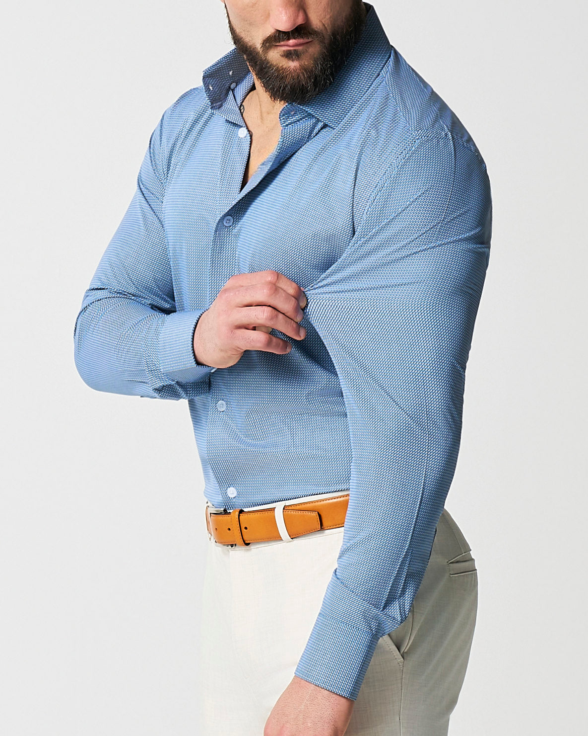 State & Liberty - "The Lamar" Light Blue, Black & White Geo Weave