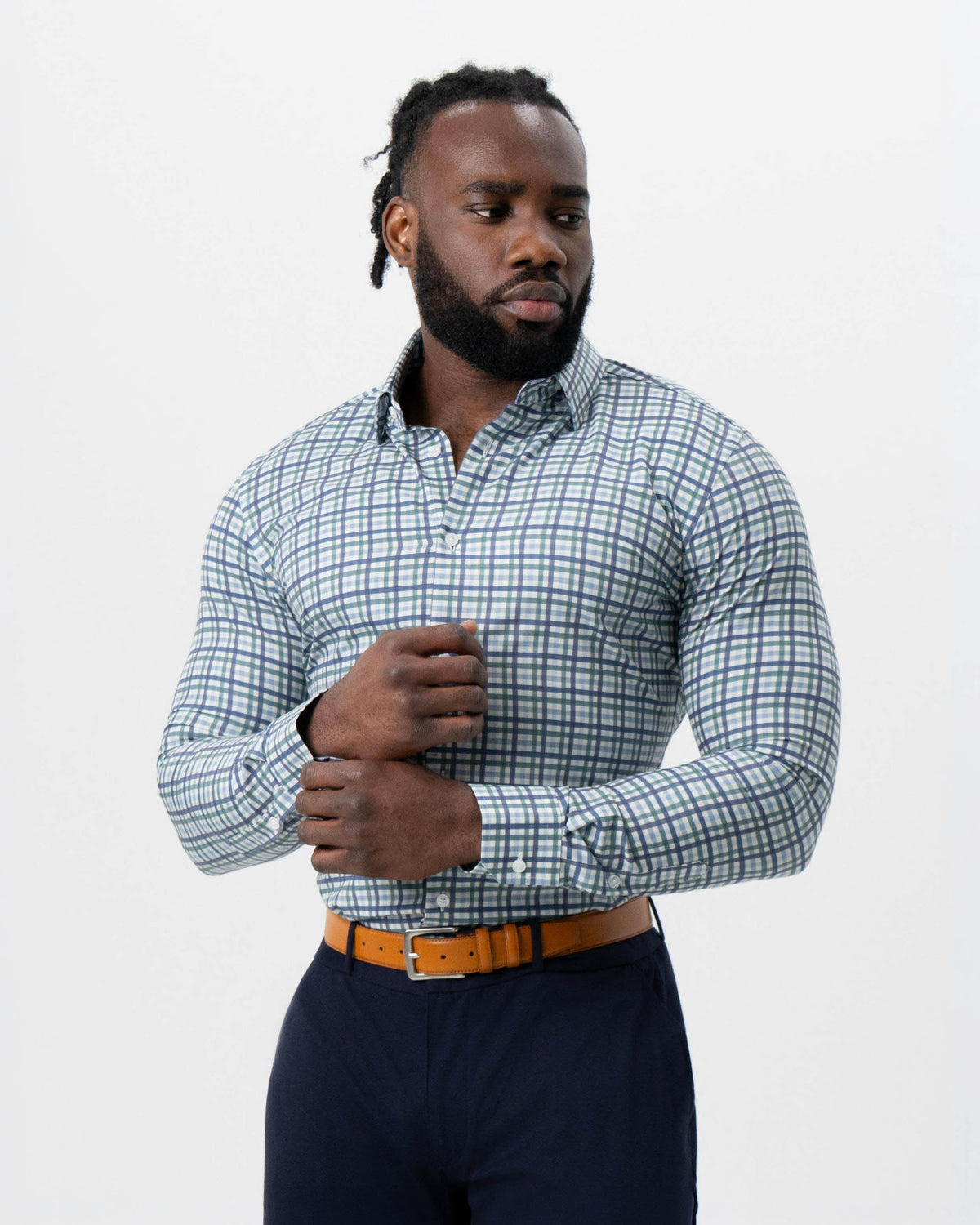 State & Liberty - "The Parker" Navy, Light Blue and Pine Green Gingham