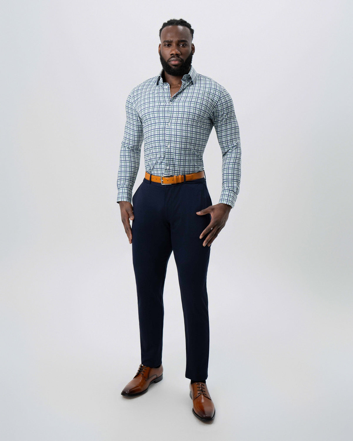 State & Liberty - "The Parker" Navy, Light Blue and Pine Green Gingham