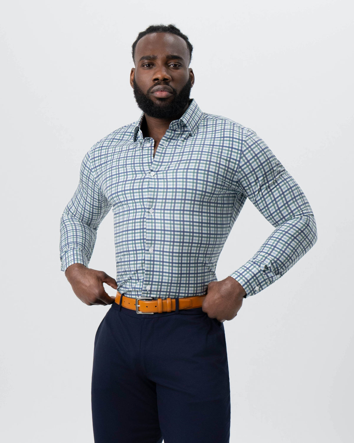 State & Liberty - "The Parker" Navy, Light Blue and Pine Green Gingham